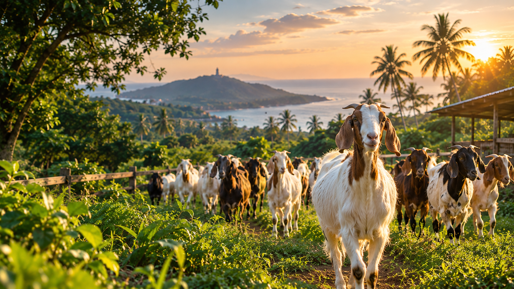 Goats grazing at SJ Goat Farm in Kanyakumari